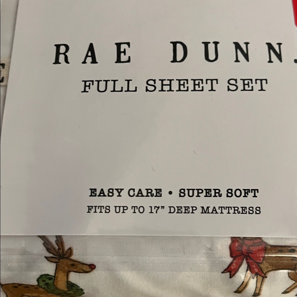 NWT Rae Dunn Reindeer Full Sheet Set - Picture 4 of 5